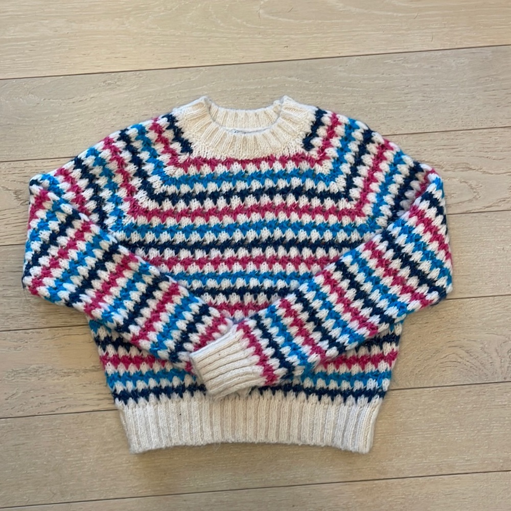 Zara chunky striped knit blue and pink
